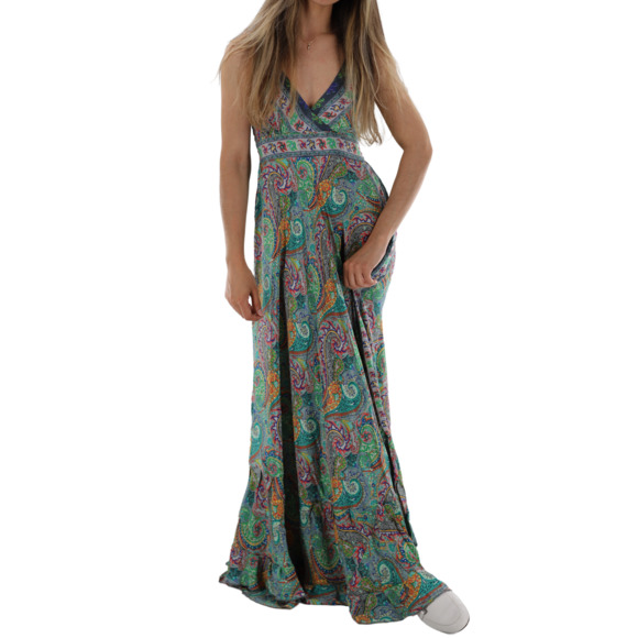 La Fiorentina Flowy Long V-Neckline "Elena" Maxi Dress - Picture 2 of 4